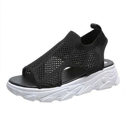 Women's Knit Elastic Slip-On Platform Sandals 86391564C