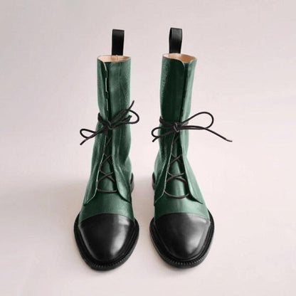Women'S Paneled Lace-Up Short Martin Boots Biker Boots 67071946