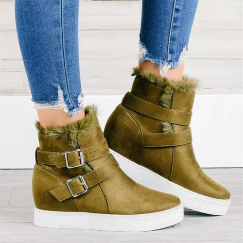 Faux Fur-Lined Suede Hidden Wedge Boots