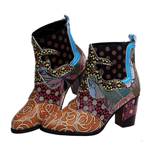 Personality Ethnic Stitching Booties