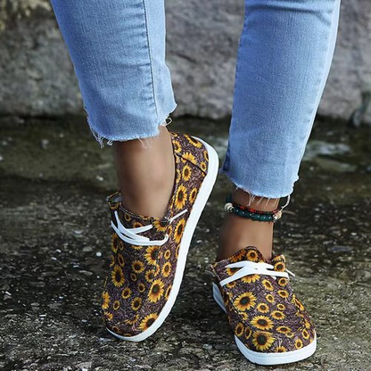 Multicolor Floral Canvas Casual Shoes