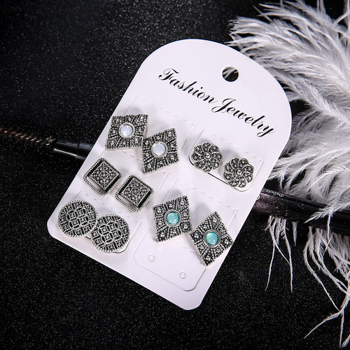 Boho Turquoise Stud Earring Set