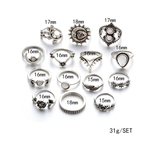 Retro Geometry 14PCS Ring Set
