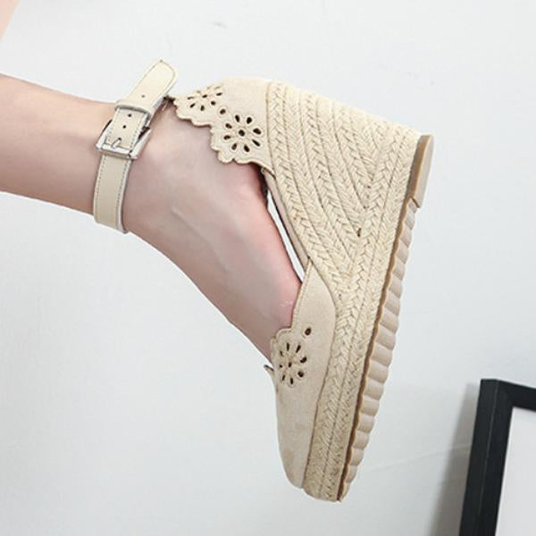 Women's Hollow Fashion Pointed Straw Wedge Sandals 96220722C