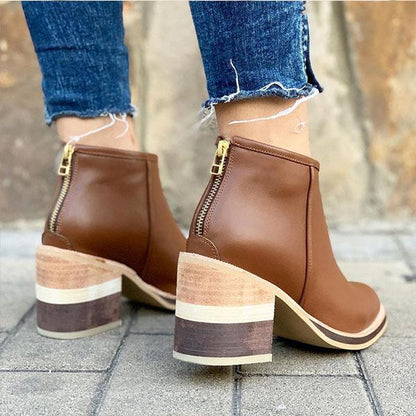 Women Simple Chunky Heel Ankle Boots