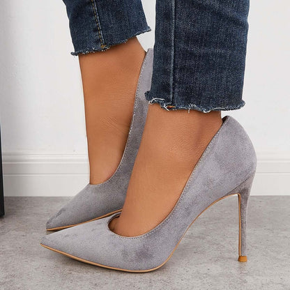 Classic Suede Pointed Toe Dress Pumps Stiletto High Heels