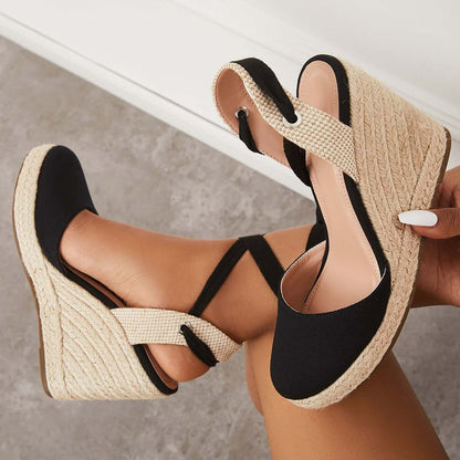 Lace up Espadrille Wedges Platform Heel Singback Sandals