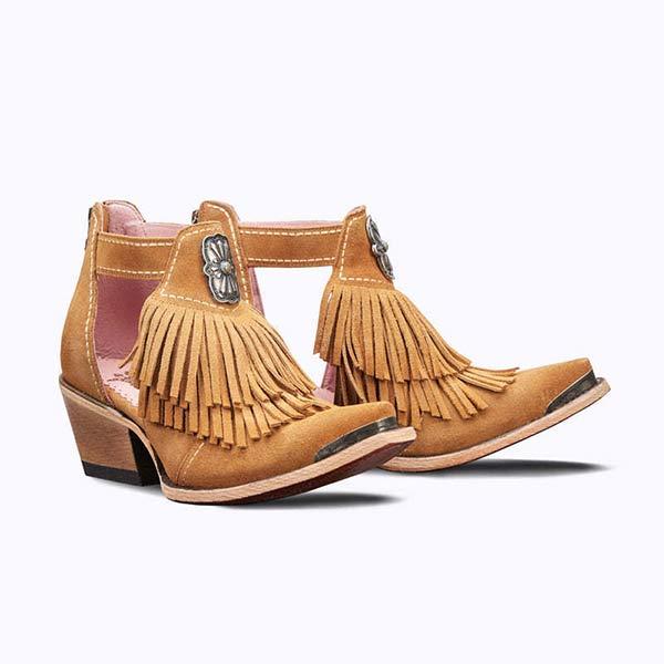 Women's Fashionable Chunky Heel Fringed Fashion Boots 82200069C