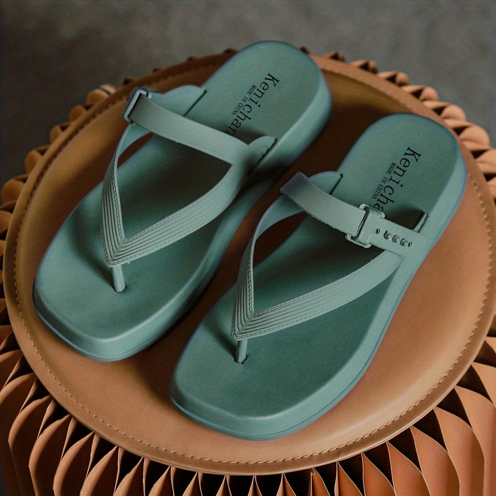 Solid Color Platform Flip Flops - Stylish and Comfy Women's Slippers