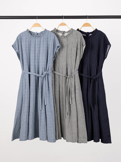 Soft Cotton Loose Midi Dress With Back Button Fastening