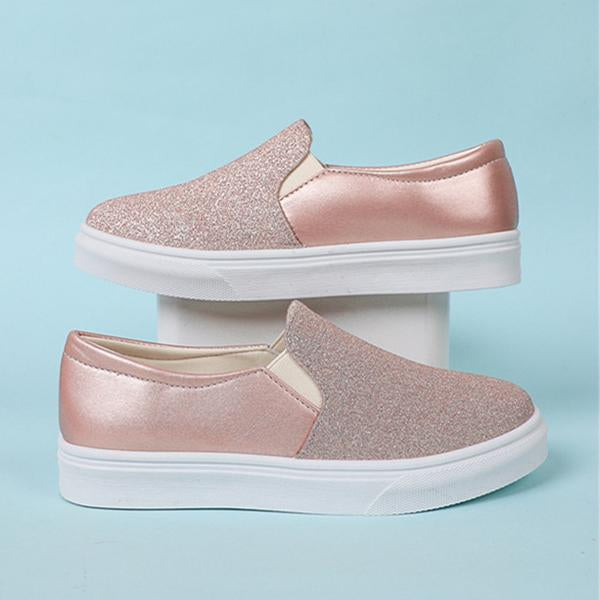 Women's Casual Sequined Slip-on Elastic Flat Sneakers 46205840S