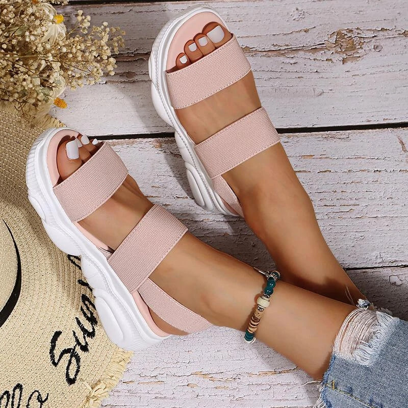 Women's Casual Comfy Athletic Elastic Band Flat Sandals