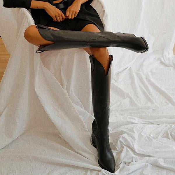 Women's Fashion High Heel Pointed Toe Knee Boots 01789110S