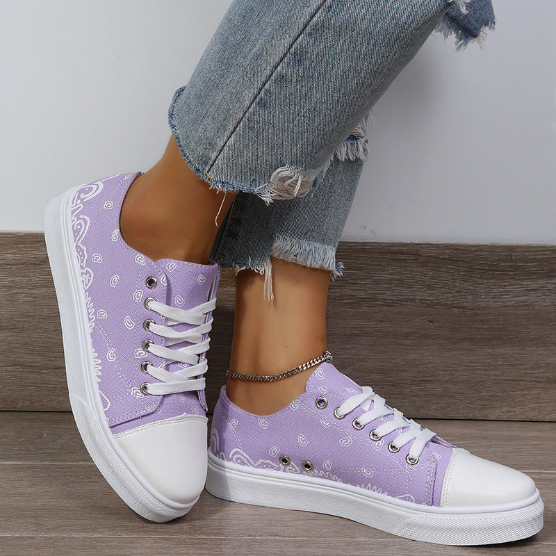 Women's Low-Top Canvas Solid Color Casual Shoes