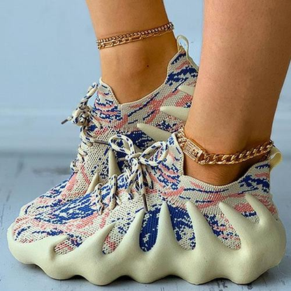 Lace-Up Breathable Muffin Sneakers