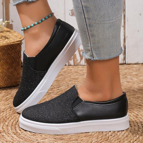 Women's Casual Sequined Slip-on Elastic Flat Sneakers 46205840S