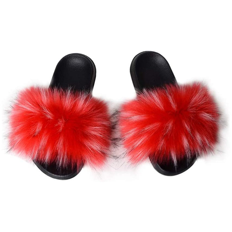 Women's Faux Fur Decor Flat Slippers