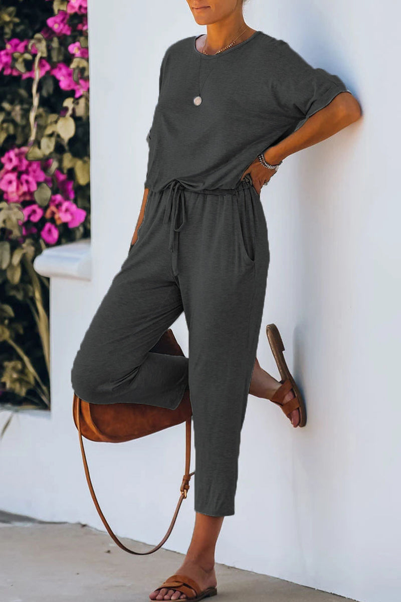 Casual Simplicity Solid Solid Color O Neck Regular Jumpsuits(4 Colors)