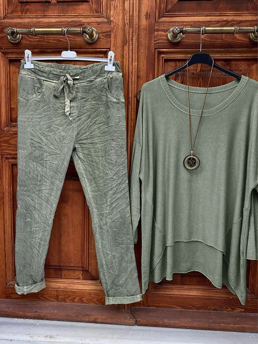 Women's Solid Color Asymmetrical Hem Casual Suits