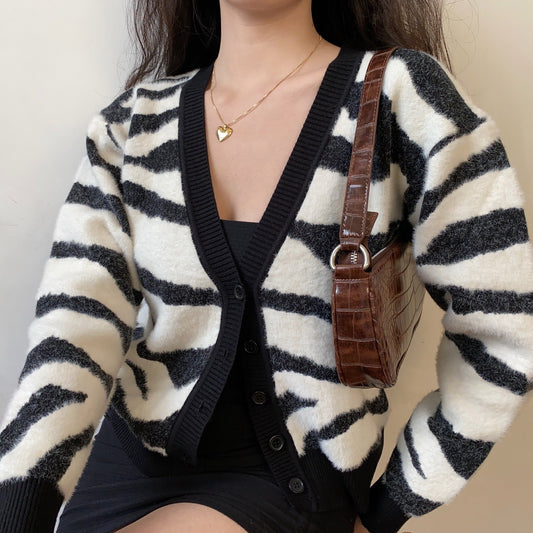 Zebra Loose Knit Cardigan