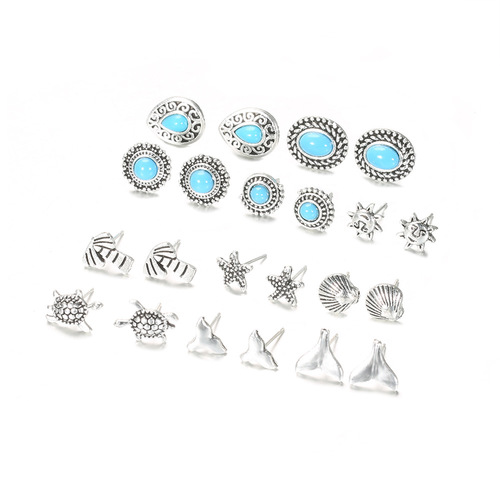 Boho Turquoise Stud Earring Set