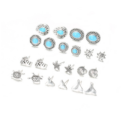 Boho Turquoise Stud Earring Set