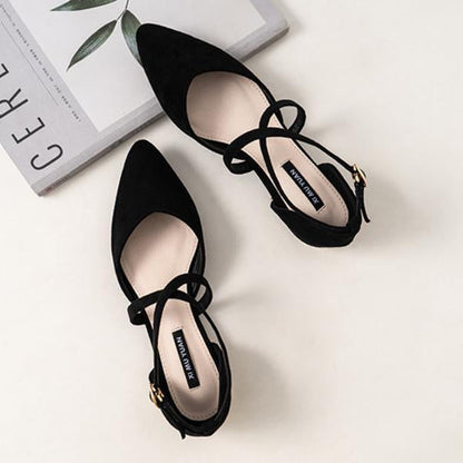 Women's Fashion Pointed Toe Cross Strap Flat Shoes 03832363C