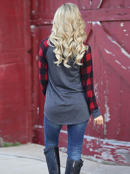 Keep It Cozy Plaid Raglan Sleeve Top