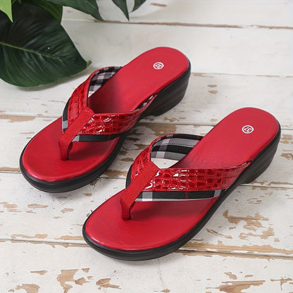 Women's Crocodile Embossed Flip Flops