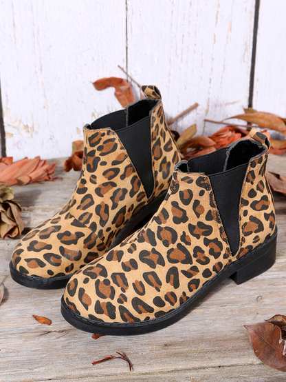 Suede Leopard Print Boots