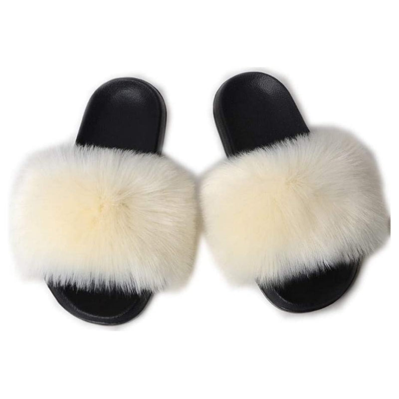 Women's Faux Fur Decor Flat Slippers