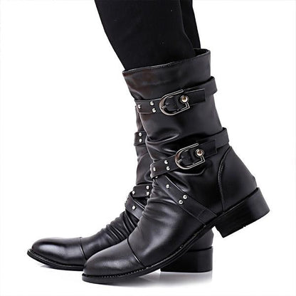 Women's Fashion Belt Buckle Chunky Heel Ankle Boots 41059418S