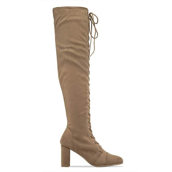 Women's High Heel Over-the-Knee Boots with Crossed Tie Detail 41140035C