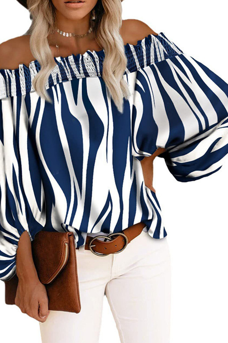 Casual Striped Patchwork Off the Shoulder Tops(6 colors)