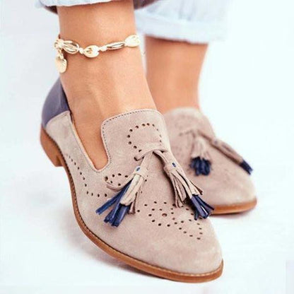Women's Fashion Color-Block Hollow Tassel Loafers 92869088C