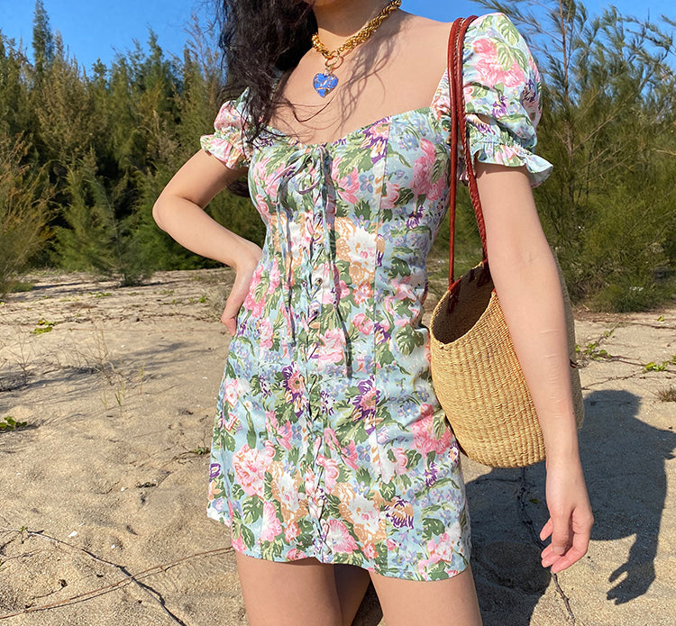 Valencia Floral Seaside Dress ~ HANDMADE