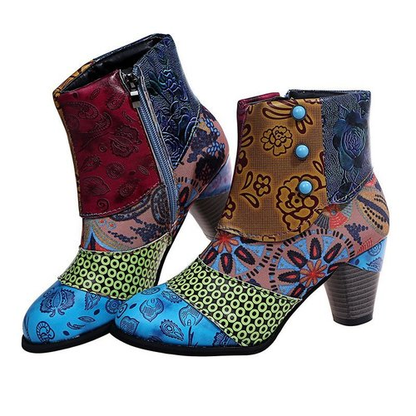 Personality Ethnic Stitching Booties