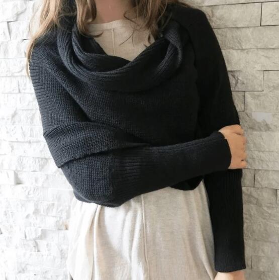 In-style Knit Scarf with Sleeves