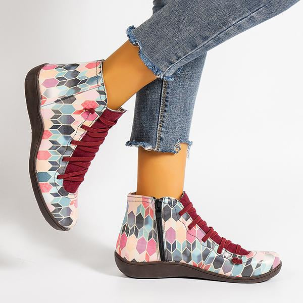 Women's Casual Printed Flat Booties 76426112S