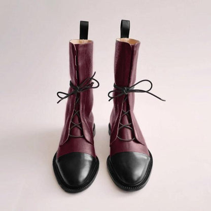 Women'S Paneled Lace-Up Short Martin Boots Biker Boots 67071946