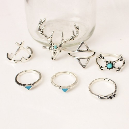 Bohemian Vintage 7PCS Ring Set