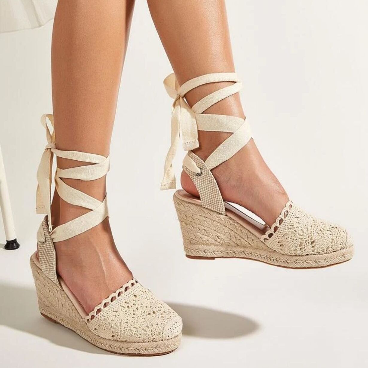 Comfortable Wedge Espadrilles: Women's Lace-Up Sandals for Beach Vacations