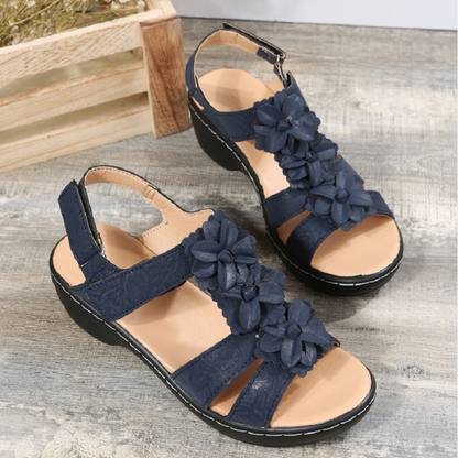 Women's Flower Decor T-Strap Sandals