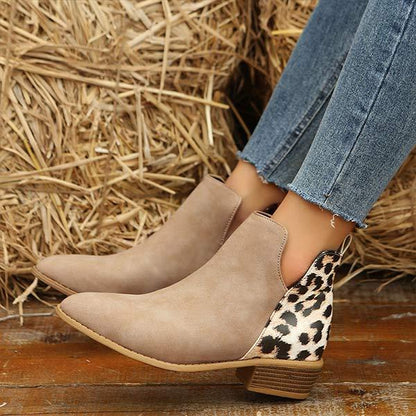 Women's Leopard Stitching Ankle Boots 90337009C