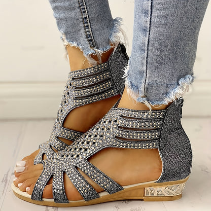 Women's Rhinestone Decor Roman Sandals