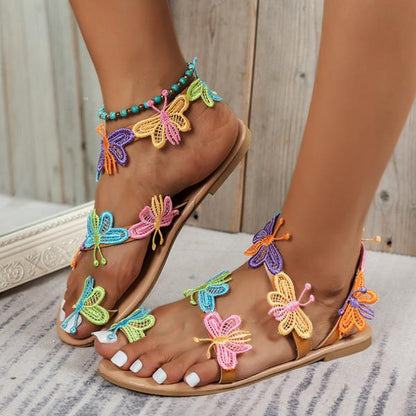 Women's Flat Comfort Butterfly Decorated Beach Sandals 42300240C