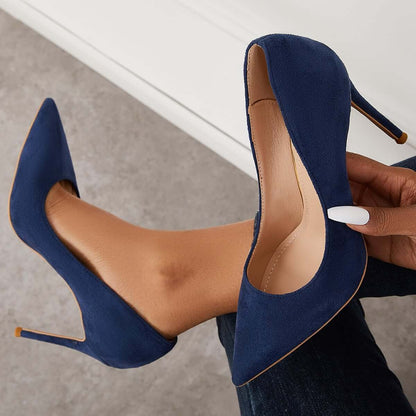 Classic Suede Pointed Toe Dress Pumps Stiletto High Heels