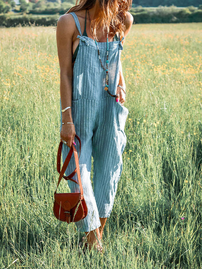 Women's Striped Suspenders Jumpsuit Overalls