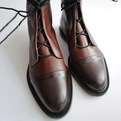 Women'S Paneled Lace-Up Short Martin Boots Biker Boots 67071946