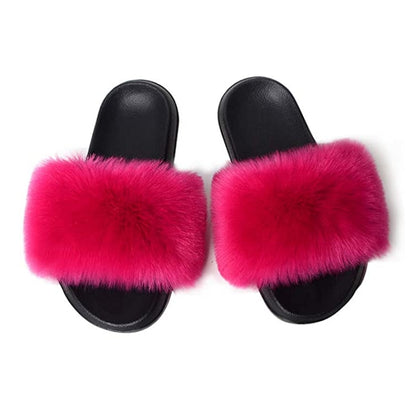 Women's Faux Fur Decor Flat Slippers